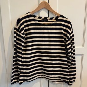 J. Crew Black and Tan Striped Long Sleeve Top